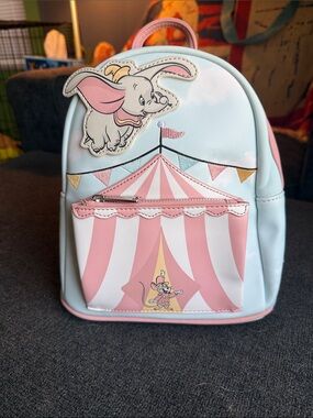 Loungefly Pink and Light Blue Dumbo Circus Mini Backpack